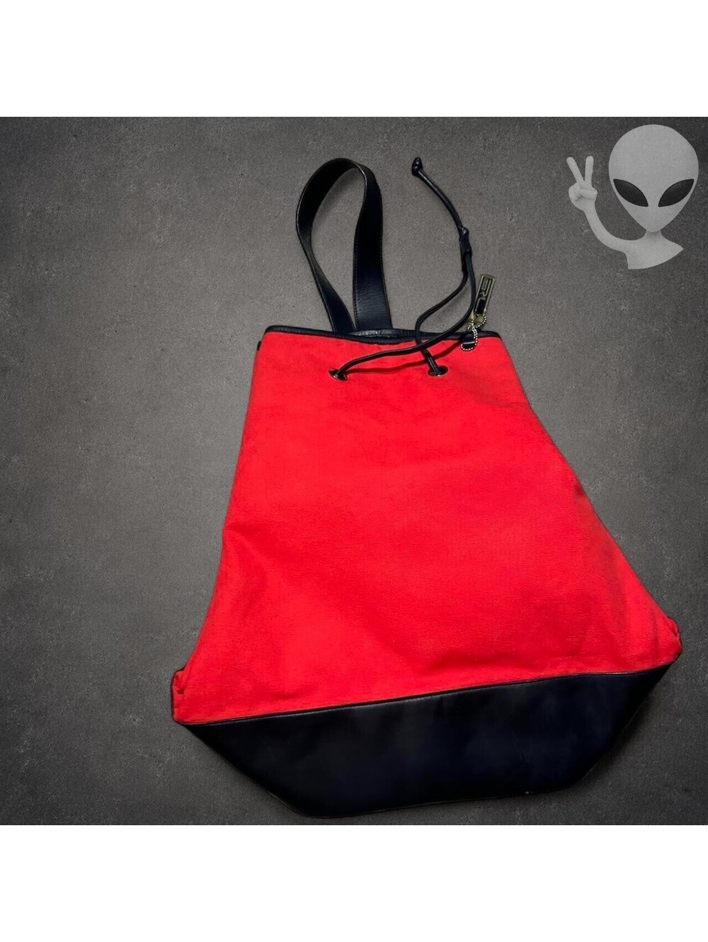 Vintage Ralph Lauren Sport Canvas Drawstring Backpack Bucket Bag Red - Picture 8 of 8